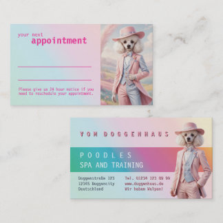 Pink and Rose Poodle Appointment Reminder Busines Business Card