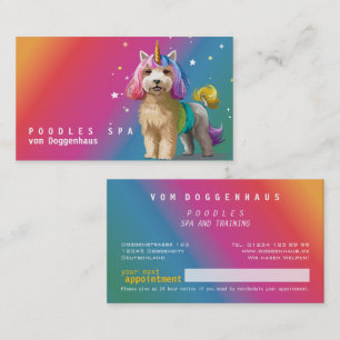 Pink and Rose Poodle Couple Business Card
