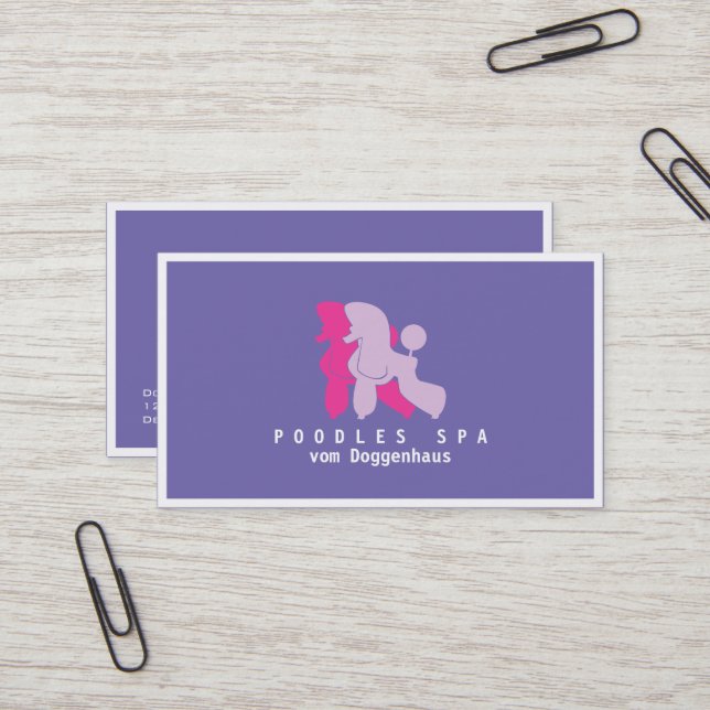 Pink and Rose Poodle Couple Business Card (Front/Back In Situ)