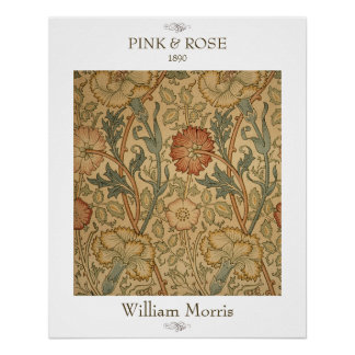 Pink and Rose William Morris Floral Wall Print