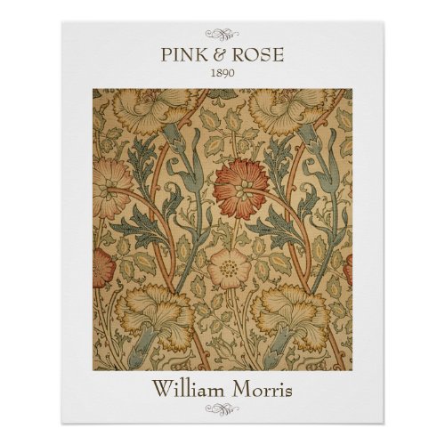Pink and Rose William Morris Floral Wall Print