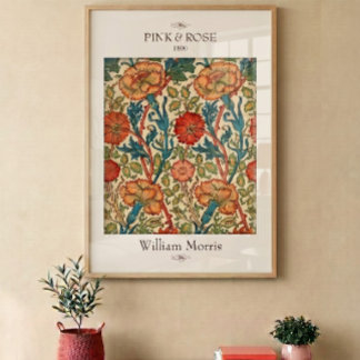 Pink and Rose William Morris Floral Wall Print