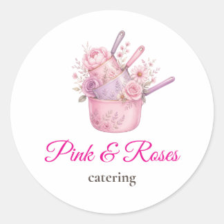 Pink and Roses Catering Business Brand Sticker