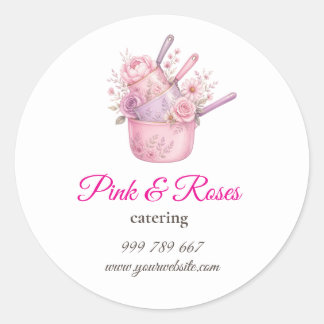 Pink and Roses Catering Business Brand Sticker