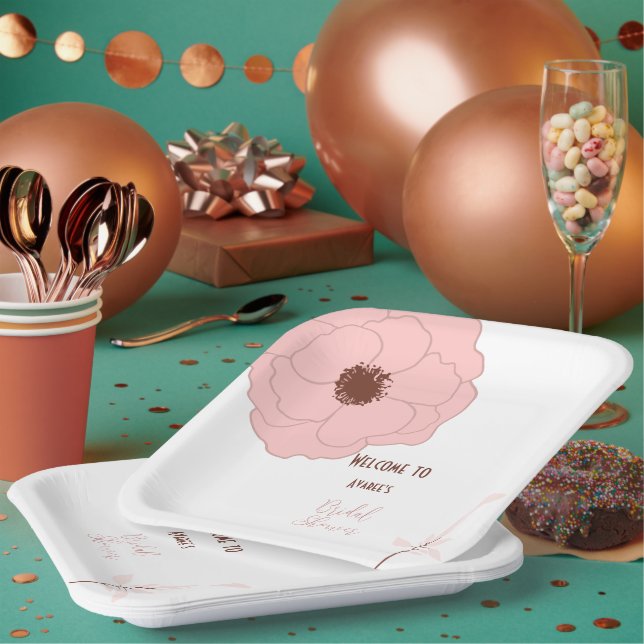 Pink and Rust Folk Art Floral Paper Plates (Multi)