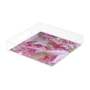 Pink And Sage Fall Leaves Acrylic Tray