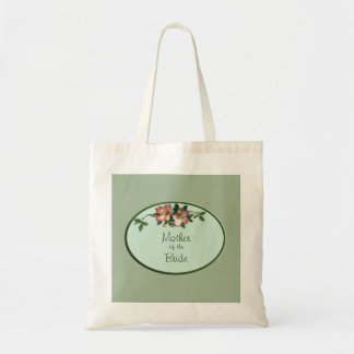 Pink and Sage Floral Wedding Favor Tote Bag