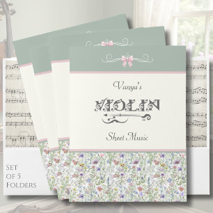 Pink and Sage Wildflower Violin Sheet Music Folder