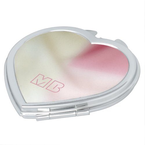 Pink and satin fabric effect with your initials compact mirror
