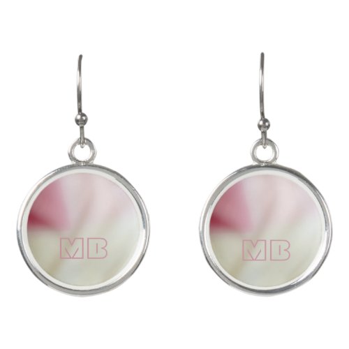 Pink and satin fabric effect with your initials earrings