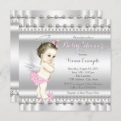 Pink and Silver Angel Baby Shower Invitation (Front/Back)