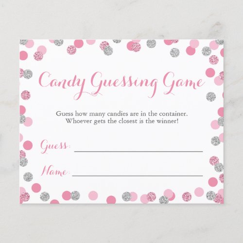 Pink and Silver Baby Shower Candy Guessing Game