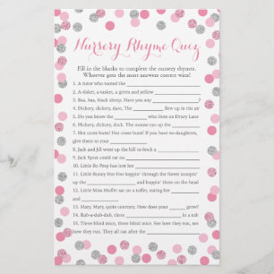 Pink and Silver Baby Shower Nursery Rhyme Quiz