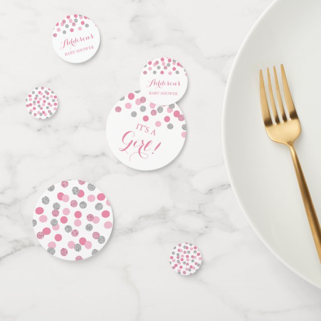 Pink and Silver Baby Shower Table Confetti (Group)