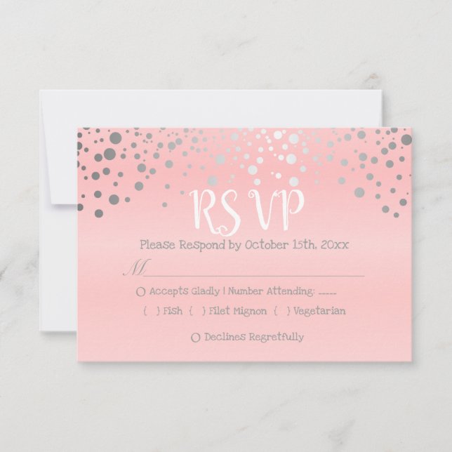 Pink and Silver Confetti Dots - RSVP (Front)