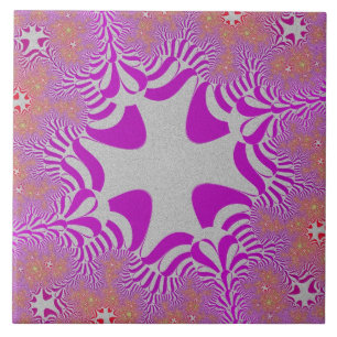 Pink and Silver Cross Ceramic Tile