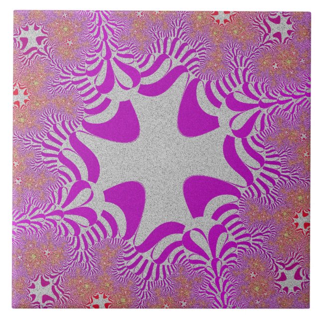 Pink and Silver Cross Ceramic Tile (Front)