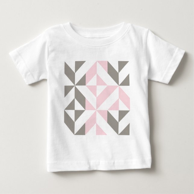 Pink and Silver Geometric ZigZag Baby T-Shirt (Front)