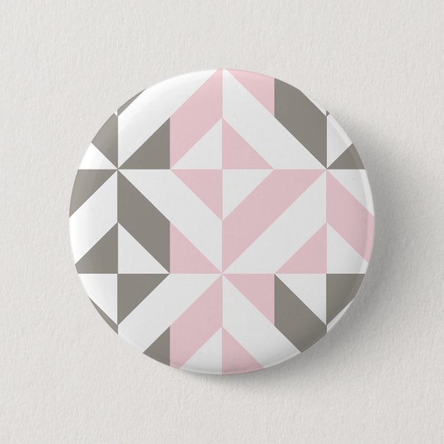 Pink and Silver Geometric ZigZag Button (Front)