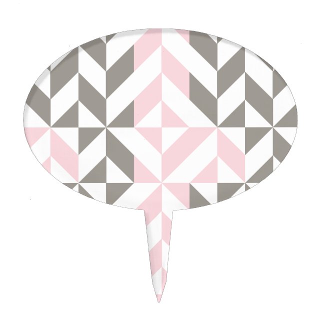 Pink and Silver Geometric ZigZag Cake Topper (Front)