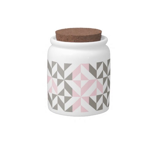 Pink and Silver Geometric ZigZag Candy Jar