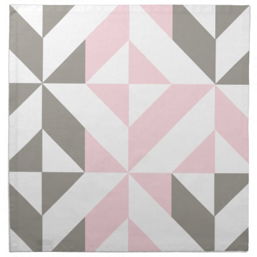 Pink and Silver Geometric ZigZag Cloth Napkin