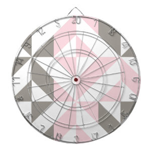 Pink and Silver Geometric ZigZag Dart Board