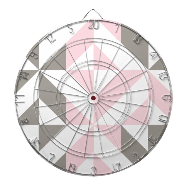 Pink and Silver Geometric ZigZag Dart Board (Front)
