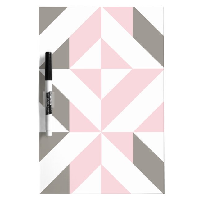 Pink and Silver Geometric ZigZag Dry Erase Board (Front)