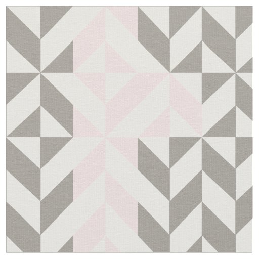 Pink and Silver Geometric ZigZag Fabric