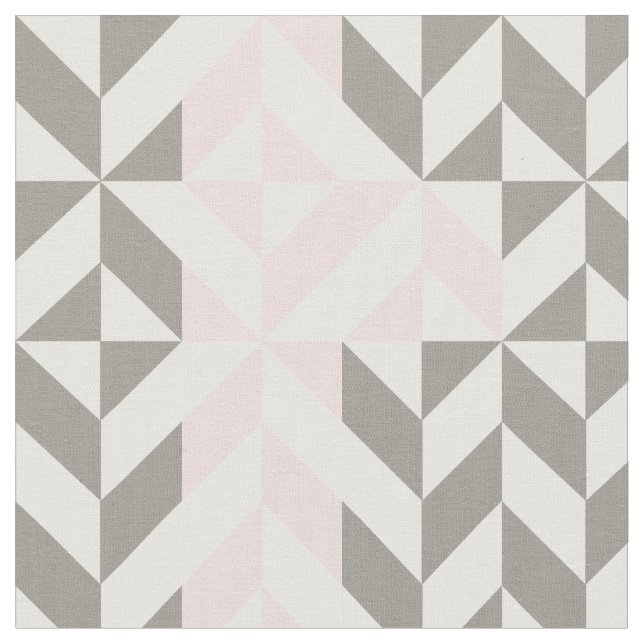 Pink and Silver Geometric ZigZag Fabric (Close Up)