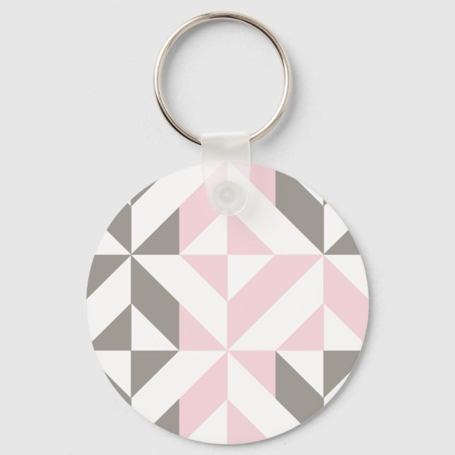 Pink and Silver Geometric ZigZag Keychain (Front)