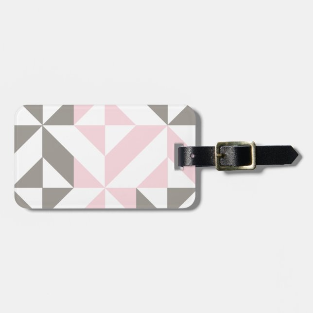 Pink and Silver Geometric ZigZag Luggage Tag (Front Horizontal)