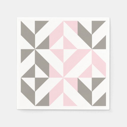 Pink and Silver Geometric ZigZag Napkins