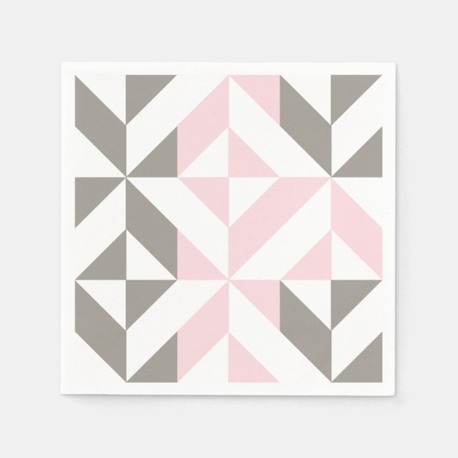 Pink and Silver Geometric ZigZag Napkins (Front)