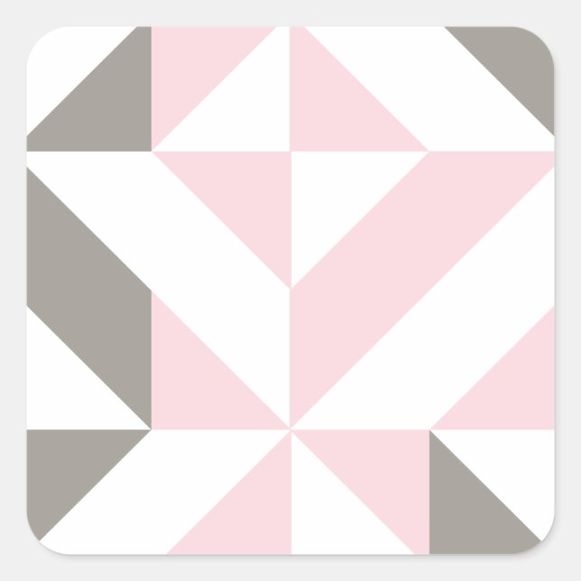 Pink and Silver Geometric ZigZag Square Sticker (Front)
