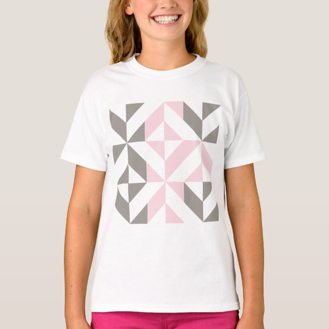 Pink and Silver Geometric ZigZag T-Shirt (Front)