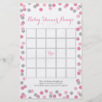 Pink and Silver Glitter Baby Shower Bingo Game Flyer