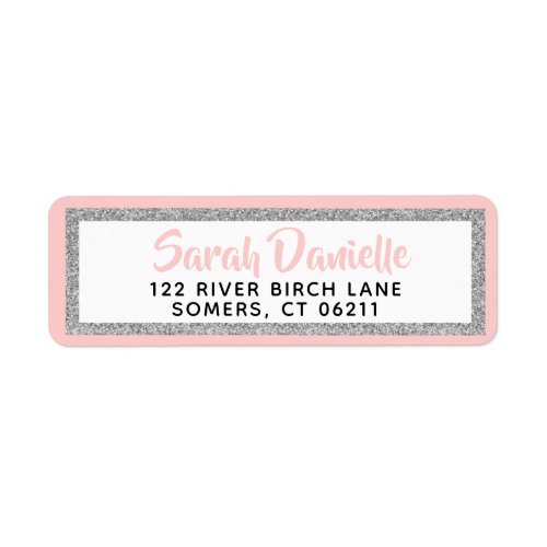 Pink and Silver Glitter Bat Mitzvah Address Label