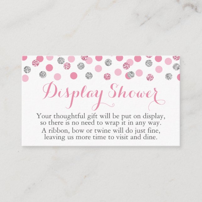 Pink and Silver Glitter Display Shower Insert Card (Front)