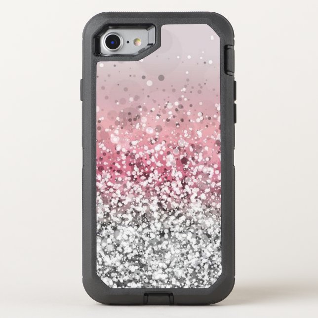 Pink and Silver Glitter Otterbox iPhone Case (Back)