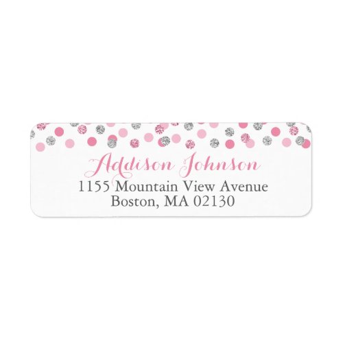 Pink and Silver Glitter Return Address Labels