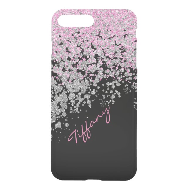 Pink and Silver Glittery iPhone7 Plus Case (Back)