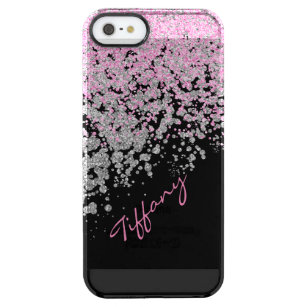 Pink and Silver Glittery iPhone 5S Case