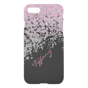 Pink and Silver Glittery iPhone 7 Case