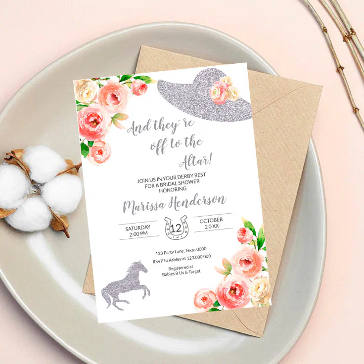 Pink and Silver Kentucky Derby Bridal Shower Invitation Zazzle