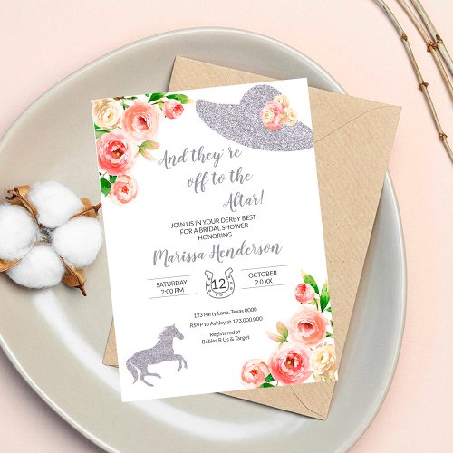 Pink and Silver Kentucky Derby Bridal Shower  Invitation