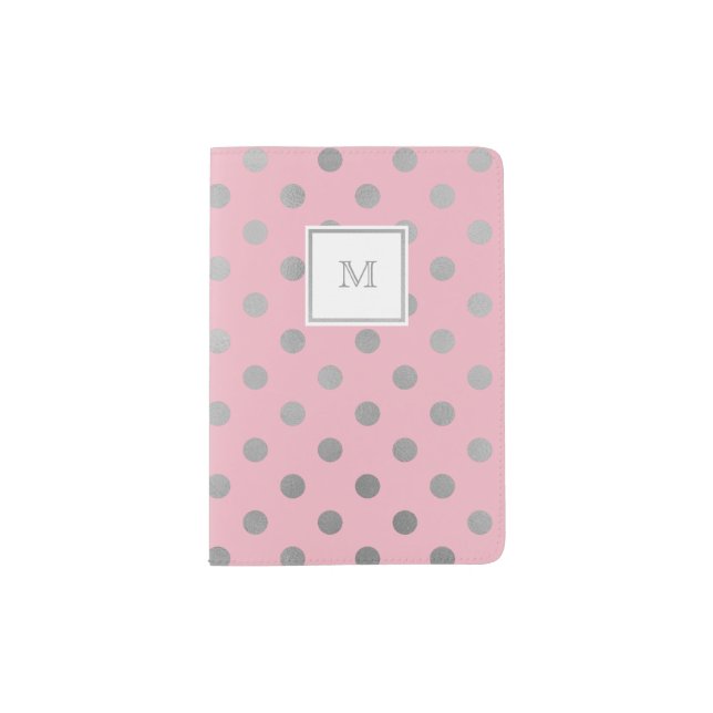 Pink and Silver Polka Dot Passport Holder (Front)