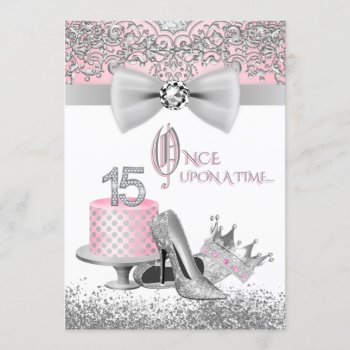 Pink And Silver Quinceanera Invitation by InvitationCentral at Zazzle