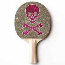 Pink and Silver Skull Glitter Ping Pong Paddle Pink and Silver Skull Glitter Ping Pong Paddle